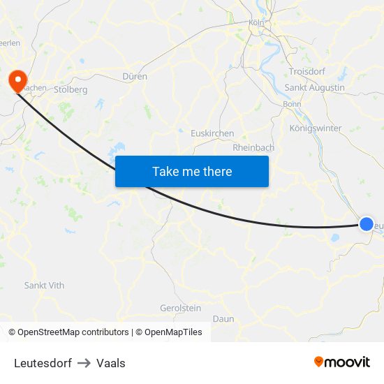 Leutesdorf to Vaals map