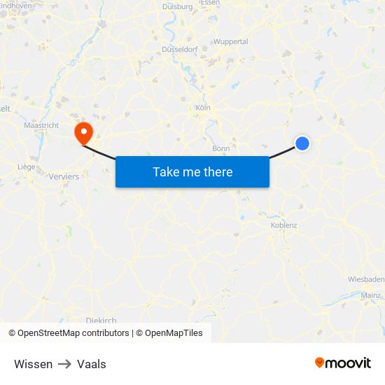 Wissen to Vaals map