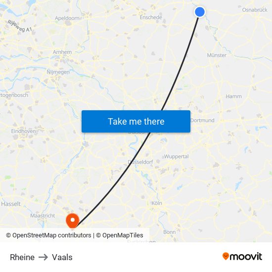 Rheine to Vaals map