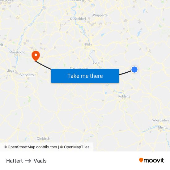 Hattert to Vaals map