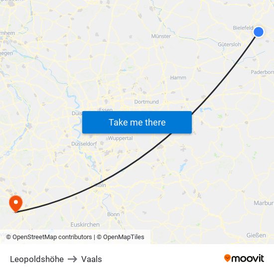 Leopoldshöhe to Vaals map