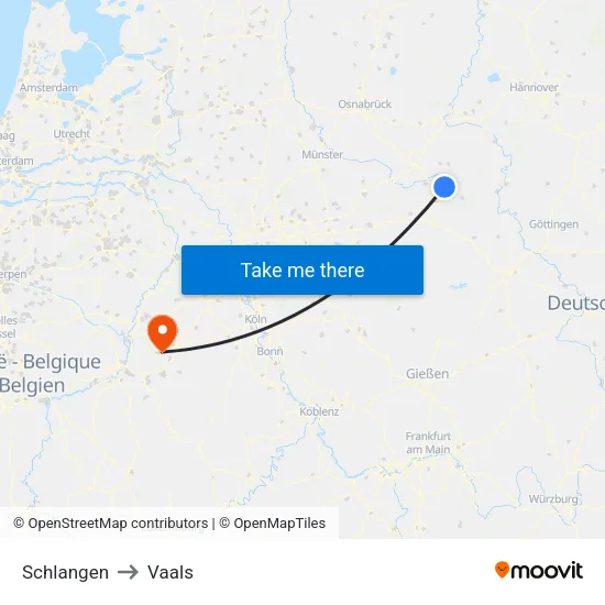 Schlangen to Vaals map