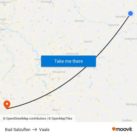 Bad Salzuflen to Vaals map