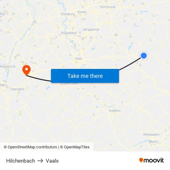 Hilchenbach to Vaals map