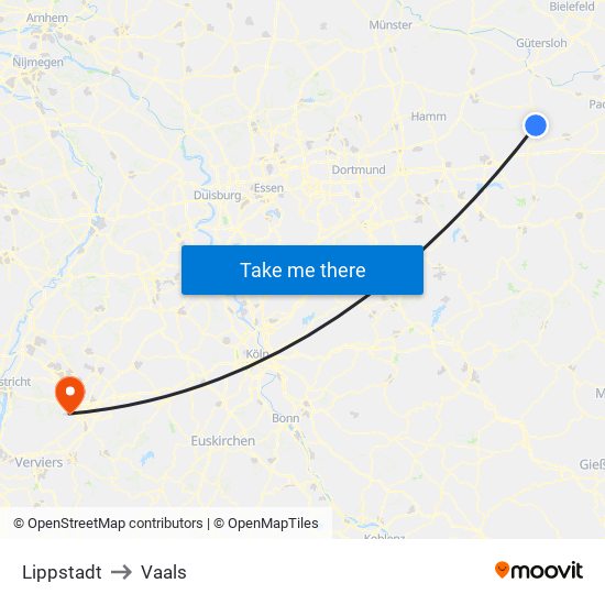 Lippstadt to Vaals map