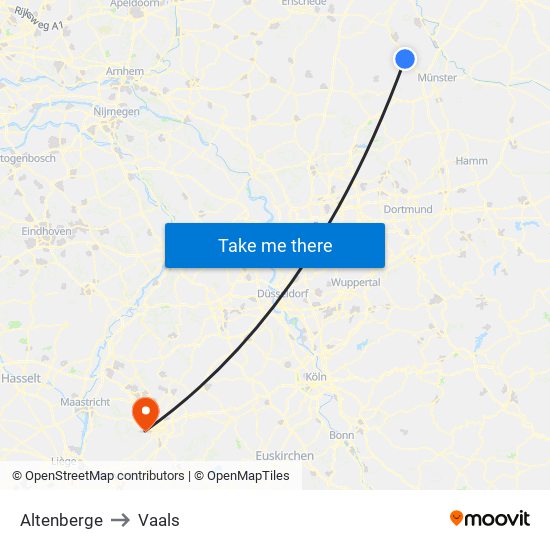 Altenberge to Vaals map