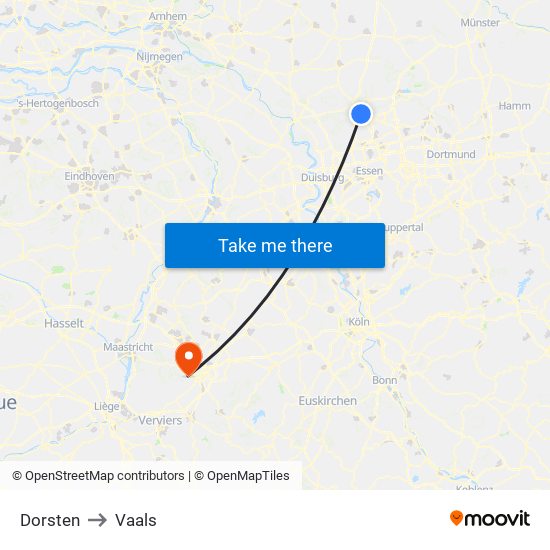 Dorsten to Vaals map