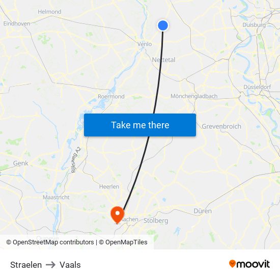 Straelen to Vaals map