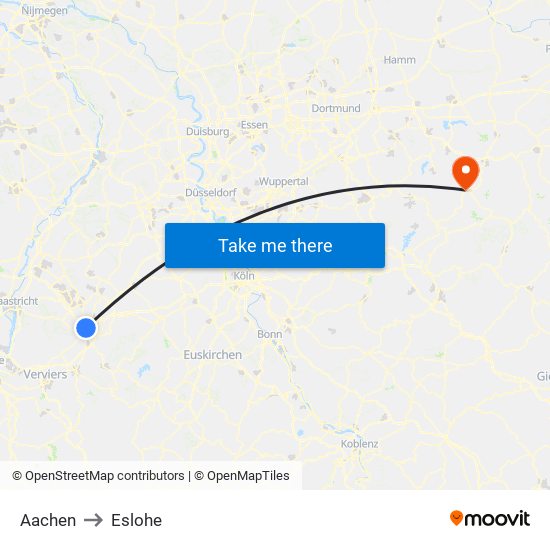 Aachen to Eslohe map