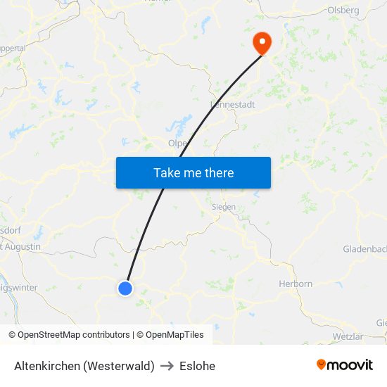 Altenkirchen (Westerwald) to Eslohe map