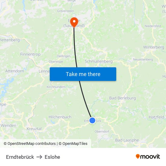 Erndtebrück to Eslohe map