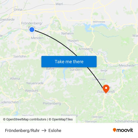 Fröndenberg/Ruhr to Eslohe map