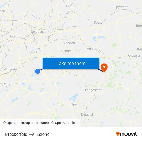Breckerfeld to Eslohe map