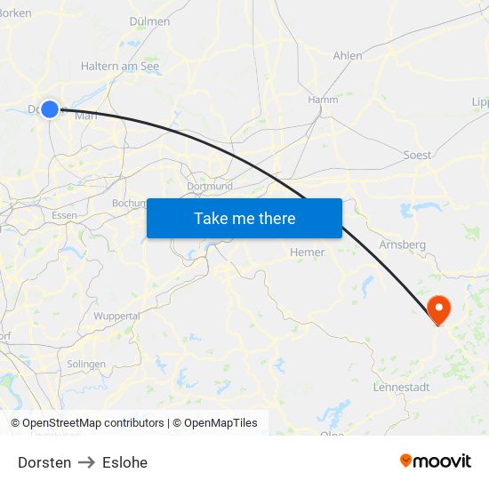 Dorsten to Eslohe map