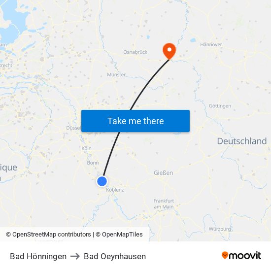 Bad Hönningen to Bad Oeynhausen map