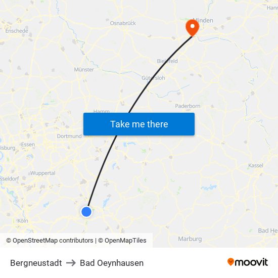 Bergneustadt to Bad Oeynhausen map