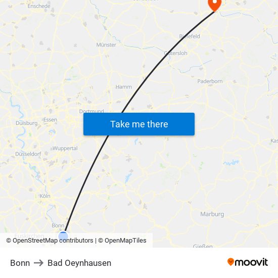 Bonn to Bad Oeynhausen map