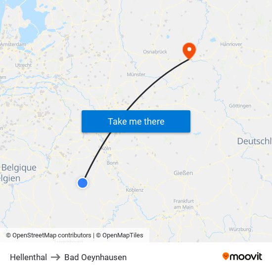 Hellenthal to Bad Oeynhausen map