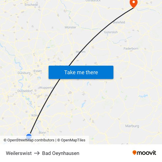 Weilerswist to Bad Oeynhausen map