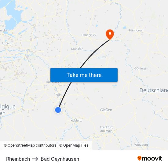 Rheinbach to Bad Oeynhausen map