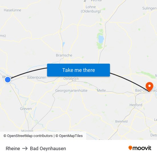 Rheine to Bad Oeynhausen map