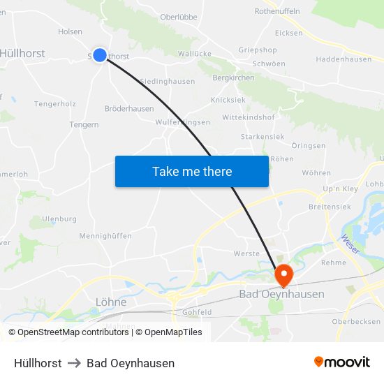 Hüllhorst to Bad Oeynhausen map