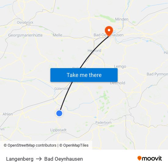 Langenberg to Bad Oeynhausen map