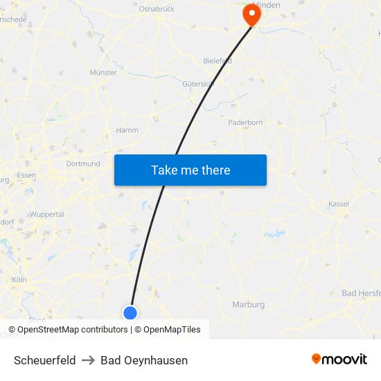 Scheuerfeld to Bad Oeynhausen map