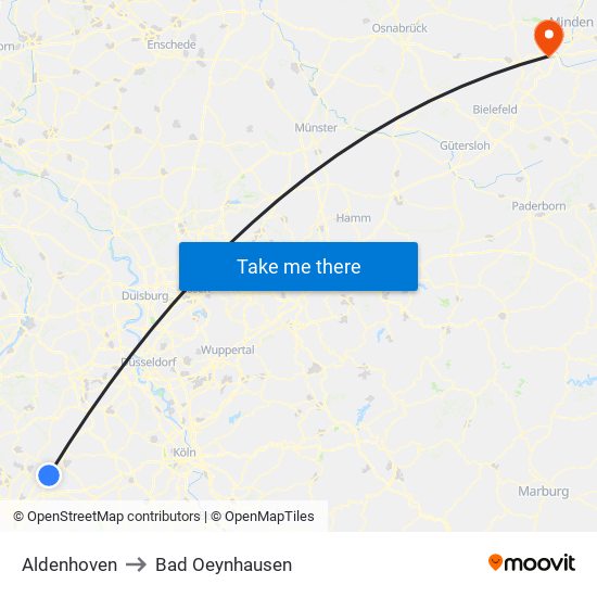 Aldenhoven to Bad Oeynhausen map