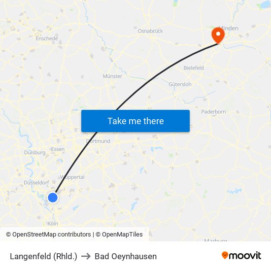 Langenfeld (Rhld.) to Bad Oeynhausen map