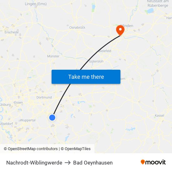Nachrodt-Wiblingwerde to Bad Oeynhausen map