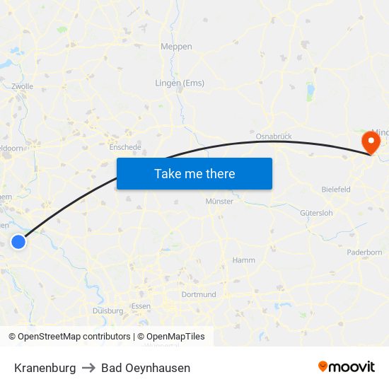 Kranenburg to Bad Oeynhausen map