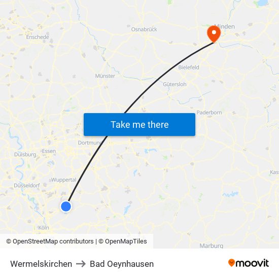 Wermelskirchen to Bad Oeynhausen map