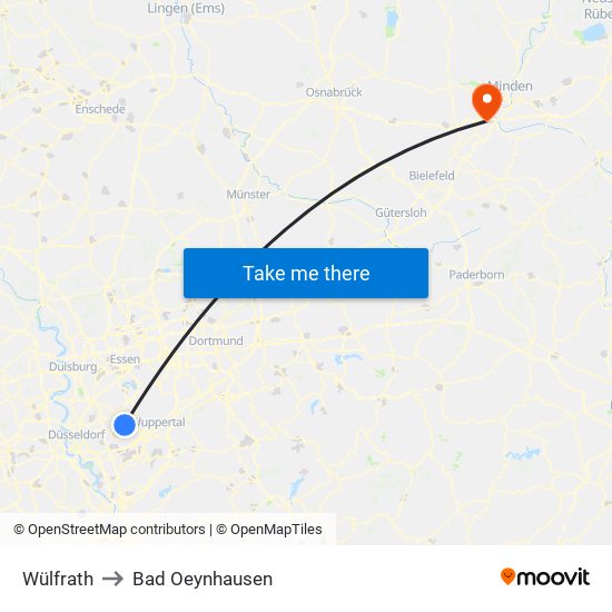 Wülfrath to Bad Oeynhausen map