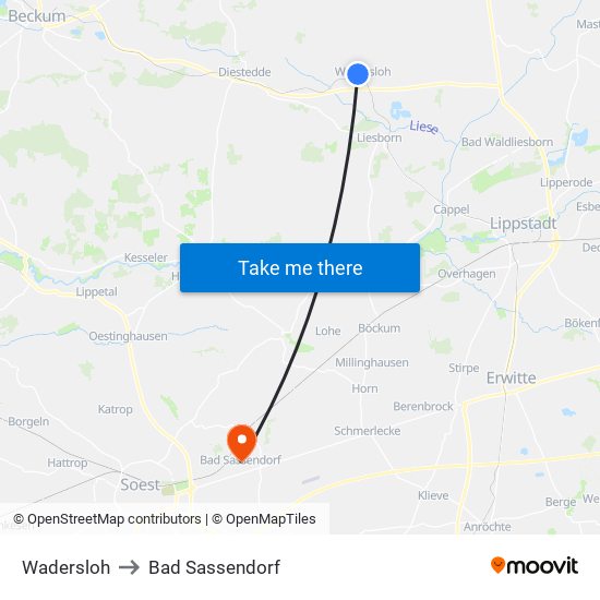 Wadersloh to Bad Sassendorf map