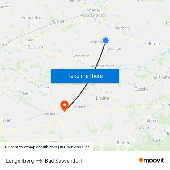 Langenberg to Bad Sassendorf map