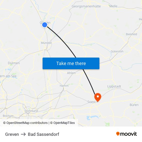 Greven to Bad Sassendorf map