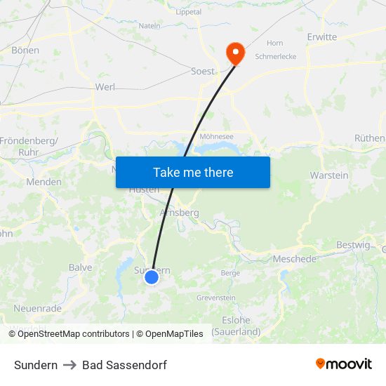 Sundern to Bad Sassendorf map