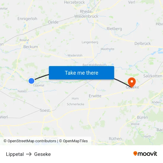 Lippetal to Geseke map