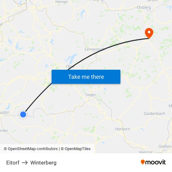 Eitorf to Winterberg map