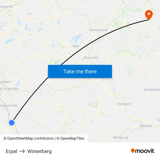 Erpel to Winterberg map