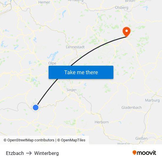 Etzbach to Winterberg map