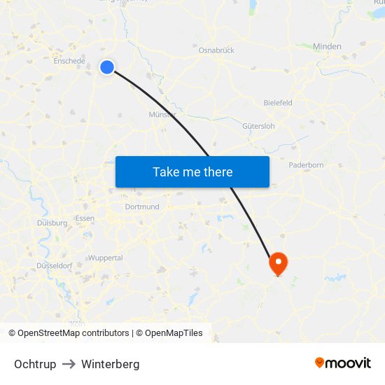 Ochtrup to Winterberg map