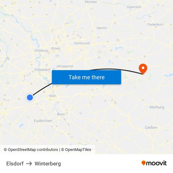 Elsdorf to Winterberg map