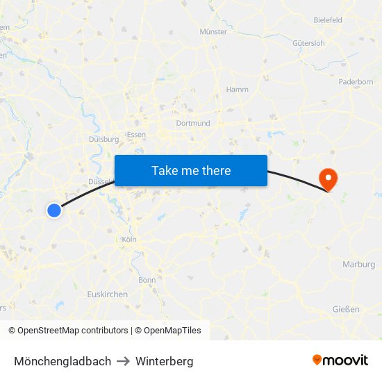 Mönchengladbach to Winterberg map