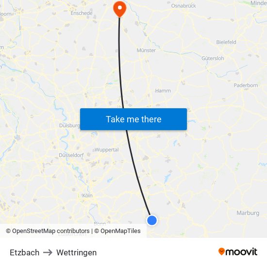 Etzbach to Wettringen map