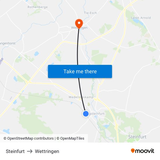 Steinfurt to Wettringen map