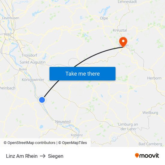 Linz Am Rhein to Siegen map