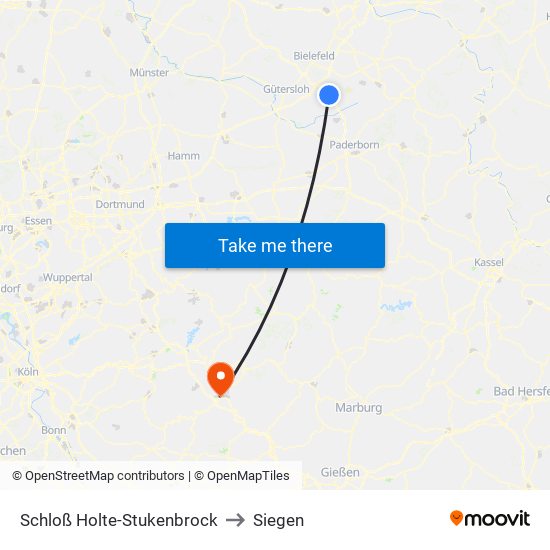 Schloß Holte-Stukenbrock to Siegen map