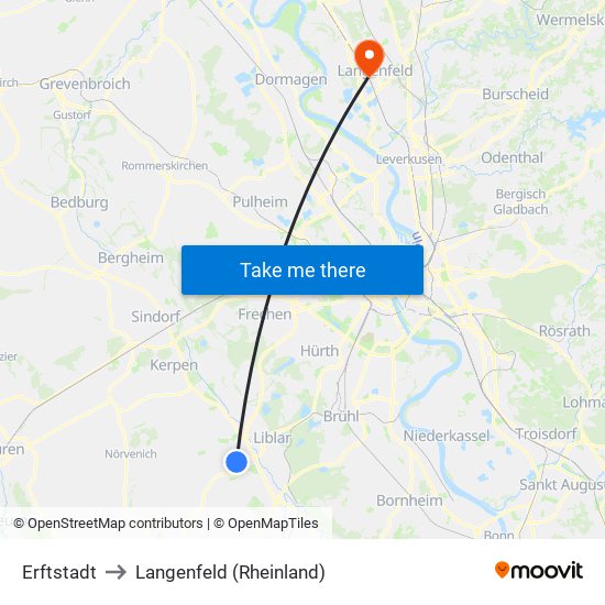 Erftstadt to Langenfeld (Rheinland) map